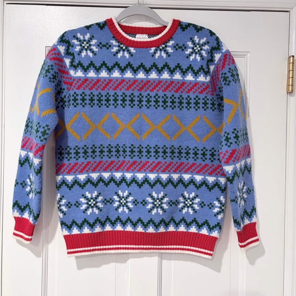 New York Laundry Holiday Sweater Fair Isle Blue Snowflake Size Small - Picture 1 of 5